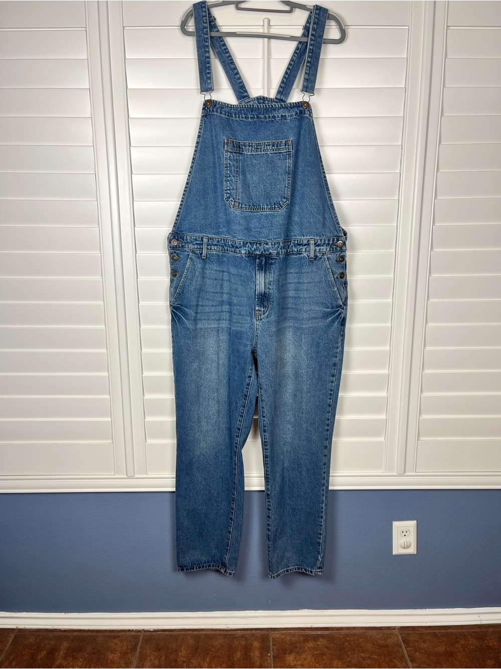 Fashion Nova Men Blue Denim Utility Overalls Size 42